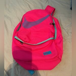 Nike Hot Pink Backpack with Teal Trim and Purple Swoosh